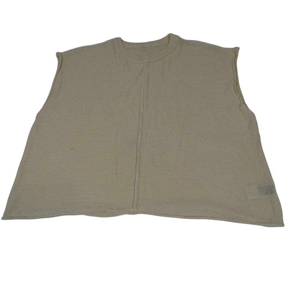 Shein Sleeveless Crewneck Knit Vest Cream Top Layering Women Size M 6 FLAW